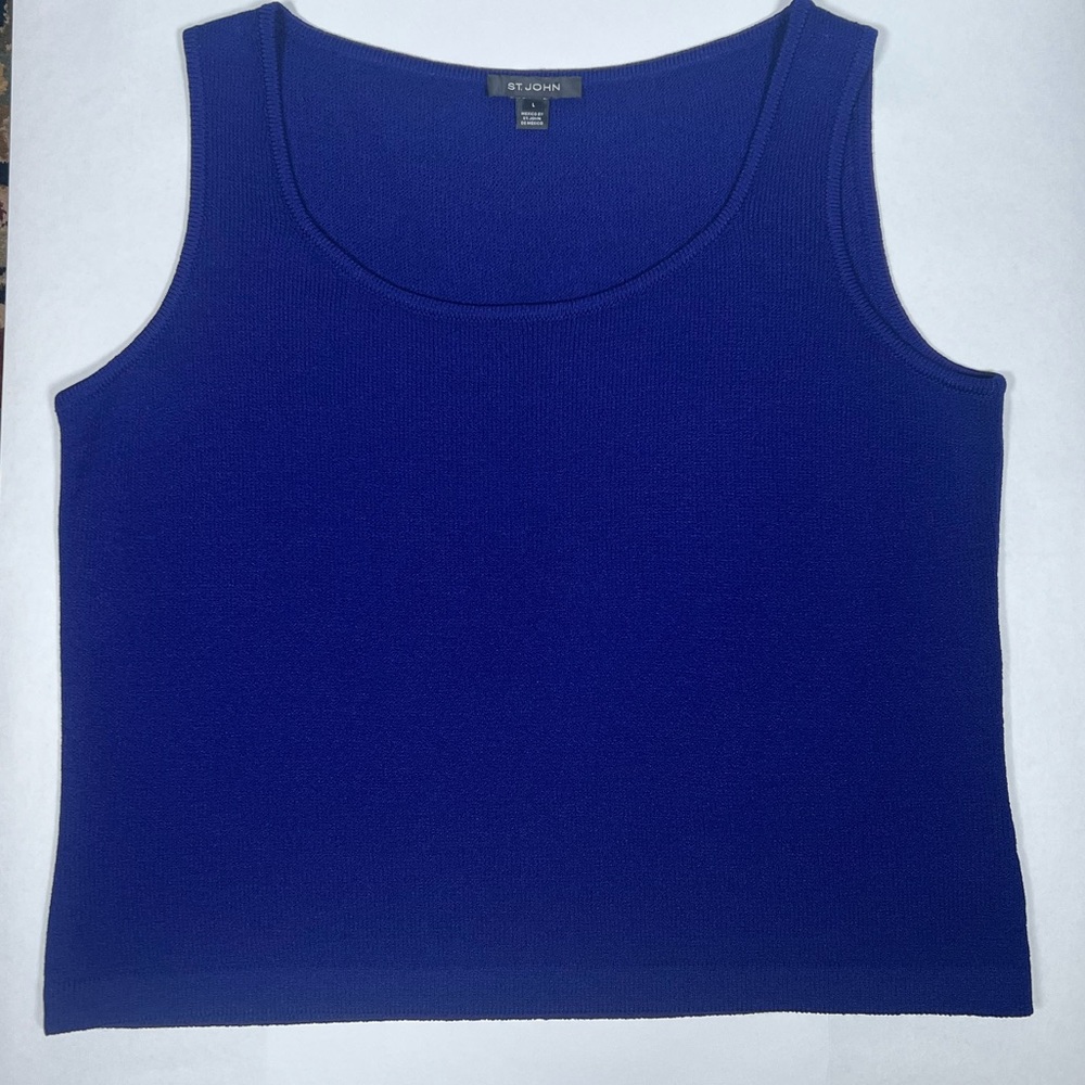 ST. JOHN Large Knit Tank Women's Royal Blue Blue Sleeveless Top